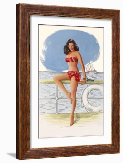 Lady in Polka-Dot Two-Piece-null-Framed Art Print