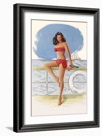 Lady in Polka-Dot Two-Piece-null-Framed Art Print