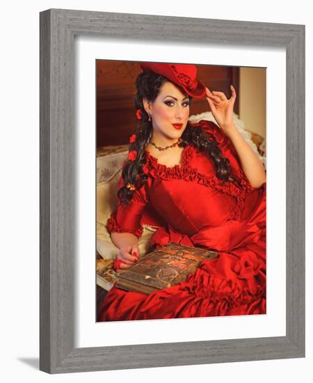 Lady in Red-Winter Wolf Studios-Framed Photographic Print