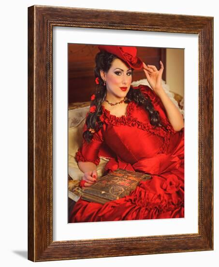 Lady in Red-Winter Wolf Studios-Framed Photographic Print