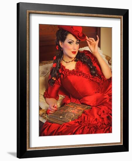 Lady in Red-Winter Wolf Studios-Framed Photographic Print