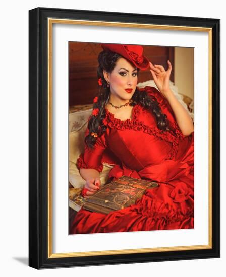 Lady in Red-Winter Wolf Studios-Framed Photographic Print