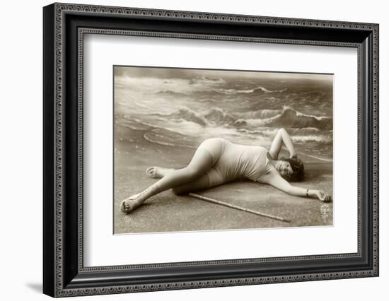 Lady in swimsuit-French School-Framed Photographic Print