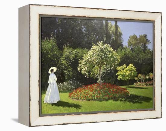 Lady in the Garden, 1867-Claude Monet-Framed Premier Image Canvas