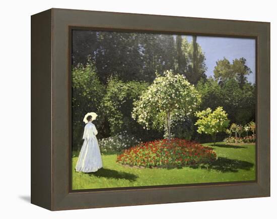 Lady in the Garden, 1867-Claude Monet-Framed Premier Image Canvas