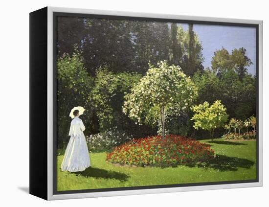 Lady in the Garden, 1867-Claude Monet-Framed Premier Image Canvas