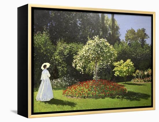 Lady in the Garden, 1867-Claude Monet-Framed Premier Image Canvas