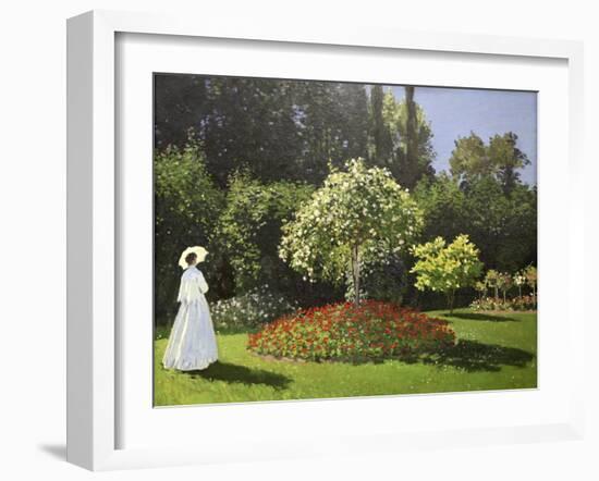 Lady in the Garden, 1867-Claude Monet-Framed Premium Giclee Print