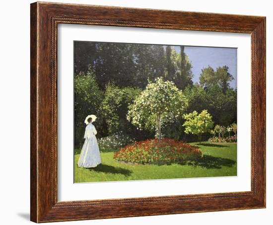 Lady in the Garden, 1867-Claude Monet-Framed Giclee Print