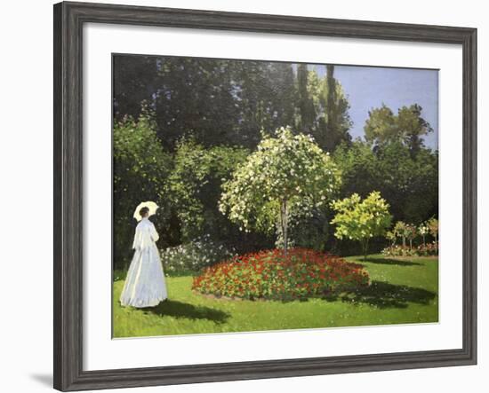 Lady in the Garden, 1867-Claude Monet-Framed Giclee Print