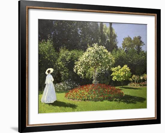 Lady in the Garden, 1867-Claude Monet-Framed Giclee Print