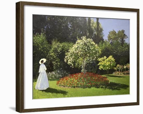 Lady in the Garden, 1867-Claude Monet-Framed Giclee Print