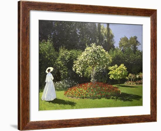 Lady in the Garden, 1867-Claude Monet-Framed Giclee Print