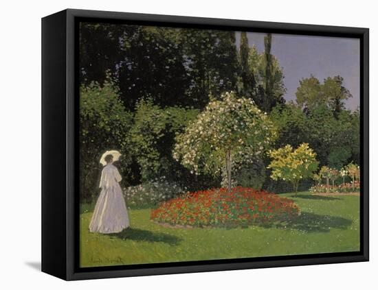 Lady in the Garden, 1867-Claude Monet-Framed Premier Image Canvas