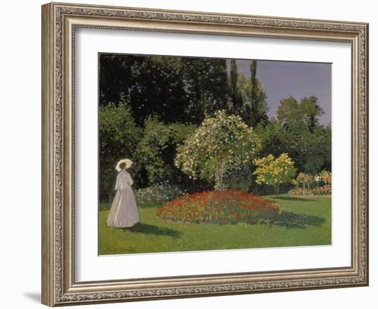 Lady in the Garden, 1867-Claude Monet-Framed Giclee Print