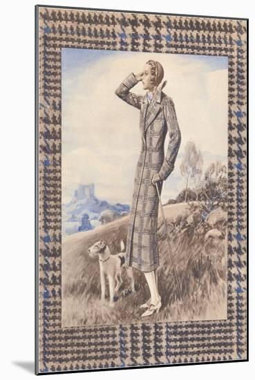 Lady in the Highlands with Wire-Haired Terrier-null-Mounted Art Print