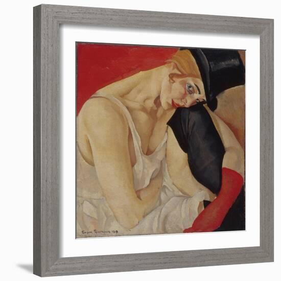 Lady in Top Hat, 1919-Boris Dmitryevich Grigoriev-Framed Giclee Print