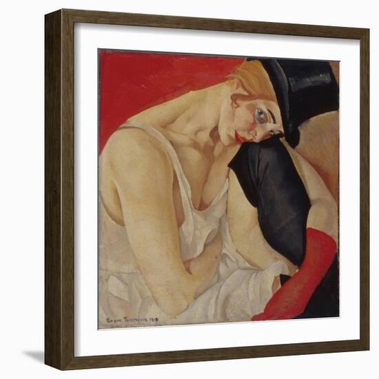 Lady in Top Hat, 1919-Boris Dmitryevich Grigoriev-Framed Giclee Print