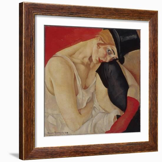 Lady in Top Hat, 1919-Boris Dmitryevich Grigoriev-Framed Giclee Print