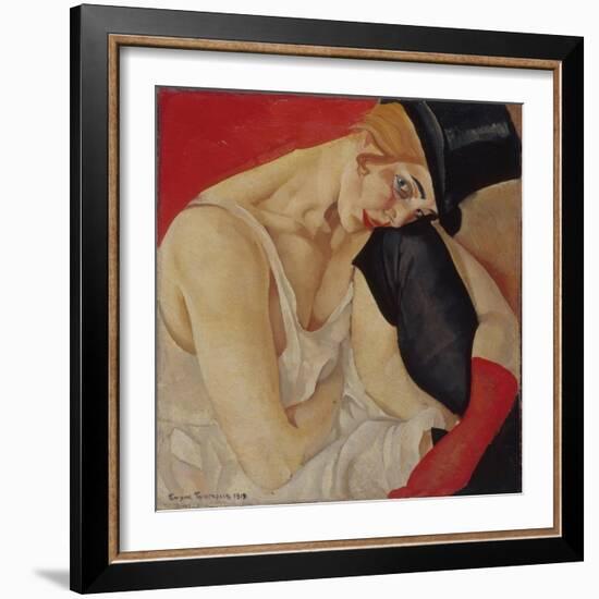 Lady in Top Hat, 1919-Boris Dmitryevich Grigoriev-Framed Giclee Print