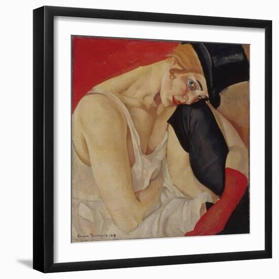 Lady in Top Hat, 1919-Boris Dmitryevich Grigoriev-Framed Giclee Print