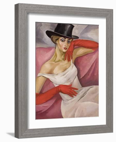 Lady in Top Hat-Boris Dmitryevich Grigoriev-Framed Giclee Print