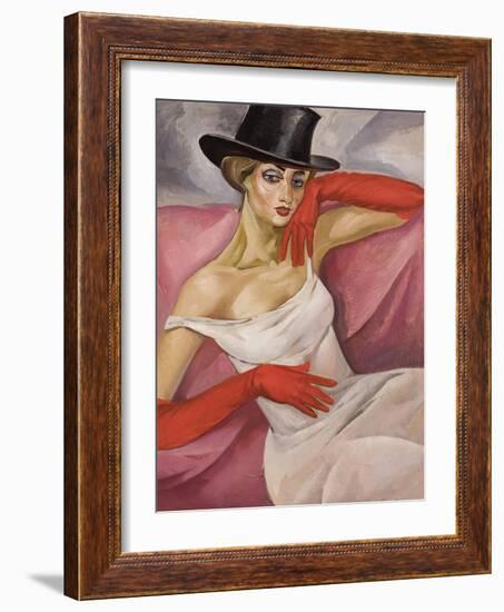 Lady in Top Hat-Boris Dmitryevich Grigoriev-Framed Giclee Print