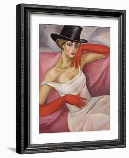 Lady in Top Hat-Boris Dmitryevich Grigoriev-Framed Giclee Print