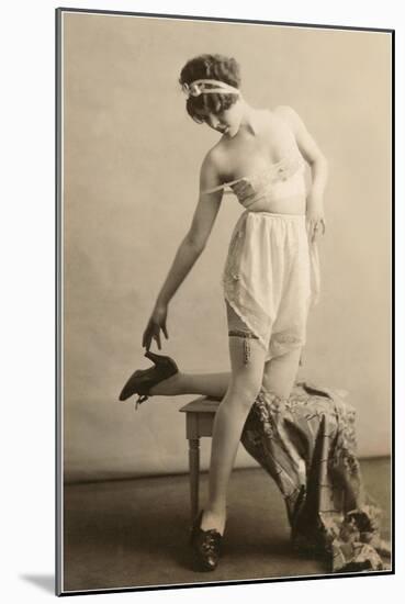 Lady in Underwear and Shoes-null-Mounted Art Print