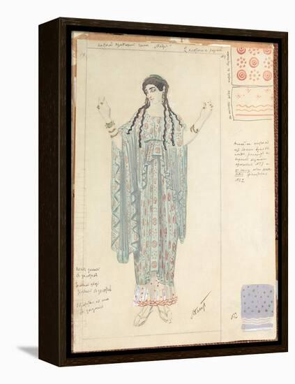 Lady-in-waiting, Costume Design for 'Hippolytus' by Euripides-Leon Bakst-Framed Premier Image Canvas