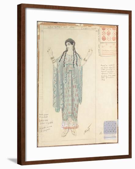 Lady-in-waiting, Costume Design for 'Hippolytus' by Euripides-Leon Bakst-Framed Giclee Print