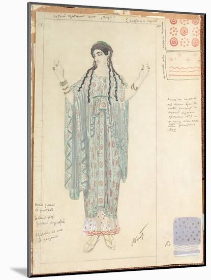 Lady-in-waiting, Costume Design for 'Hippolytus' by Euripides-Leon Bakst-Mounted Giclee Print