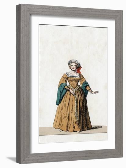 Lady-In-Waiting, Costume Design for Shakespeare's Play, Henry VIII, 19th Century-null-Framed Giclee Print