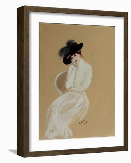 Lady in White on Chair, 2015-Susan Adams-Framed Giclee Print