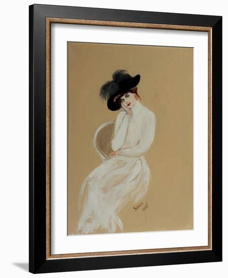 Lady in White on Chair, 2015-Susan Adams-Framed Giclee Print