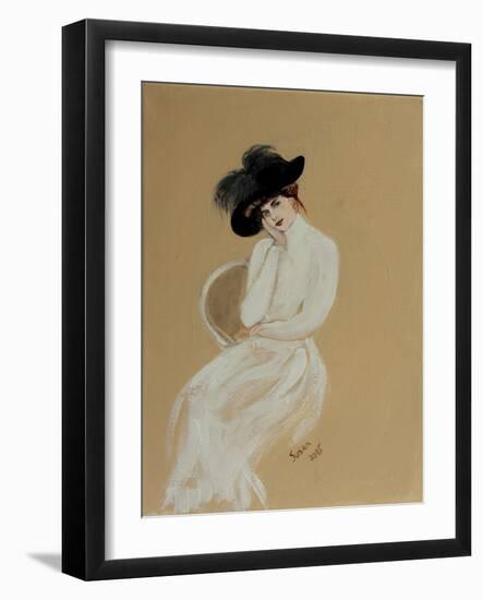 Lady in White on Chair, 2015-Susan Adams-Framed Giclee Print