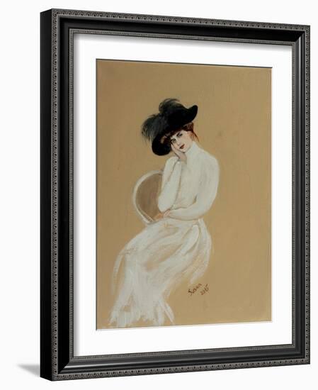 Lady in White on Chair, 2015-Susan Adams-Framed Giclee Print