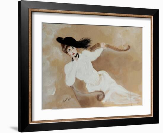 Lady in White on Lounge, 2014-Susan Adams-Framed Giclee Print