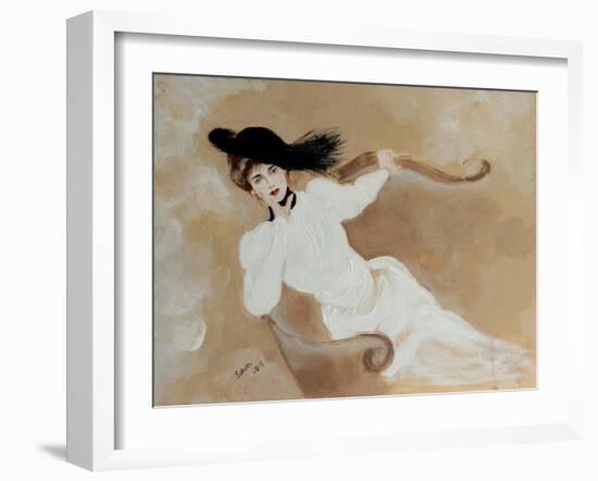 Lady in White on Lounge, 2014-Susan Adams-Framed Giclee Print