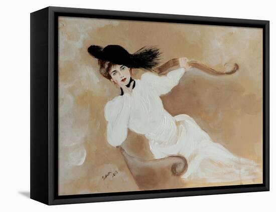 Lady in White on Lounge, 2014-Susan Adams-Framed Premier Image Canvas