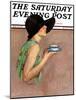 "Lady in Wide Brim Hat Holding Tea Cup," Saturday Evening Post Cover, March 24, 1928-Penrhyn Stanlaws-Mounted Giclee Print
