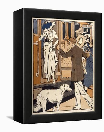 Lady is Welcomed as She Arrives at a Station-Ed Touraine-Framed Stretched Canvas