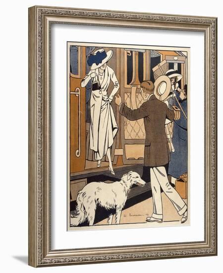 Lady is Welcomed as She Arrives at a Station-Ed Touraine-Framed Art Print