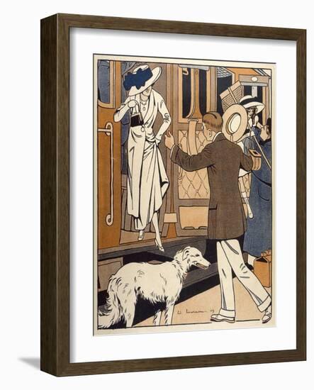 Lady is Welcomed as She Arrives at a Station-Ed Touraine-Framed Art Print