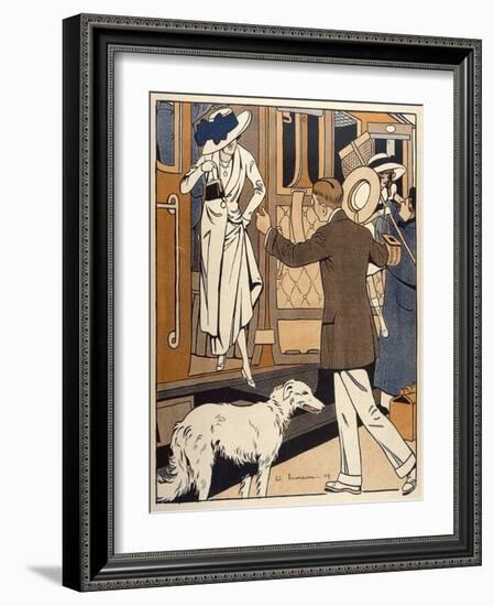 Lady is Welcomed as She Arrives at a Station-Ed Touraine-Framed Art Print