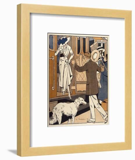 Lady is Welcomed as She Arrives at a Station-Ed Touraine-Framed Art Print