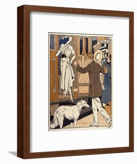 Lady is Welcomed as She Arrives at a Station-Ed Touraine-Framed Art Print