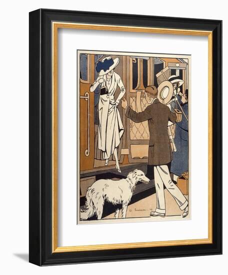 Lady is Welcomed as She Arrives at a Station-Ed Touraine-Framed Art Print