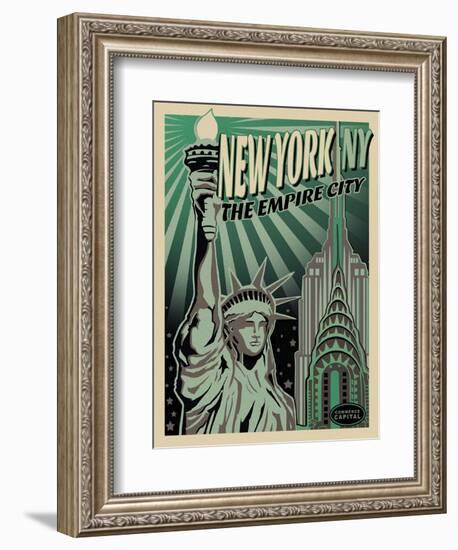 LADY LIBERTY-Old Red Truck-Framed Giclee Print