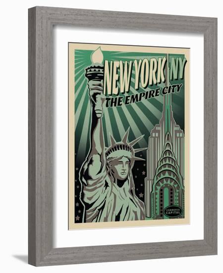 LADY LIBERTY-Old Red Truck-Framed Giclee Print